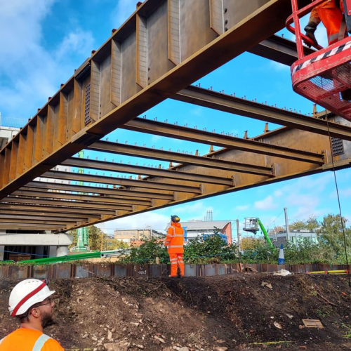 University Station Birmingham installation of a new canal bridge 