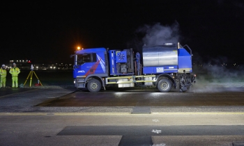 Heathrow airport resurfacing shot at night
