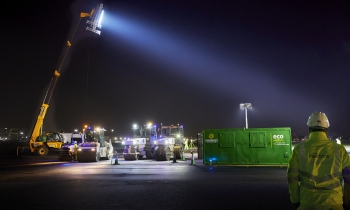Heathrow airport resurfacing shot at night