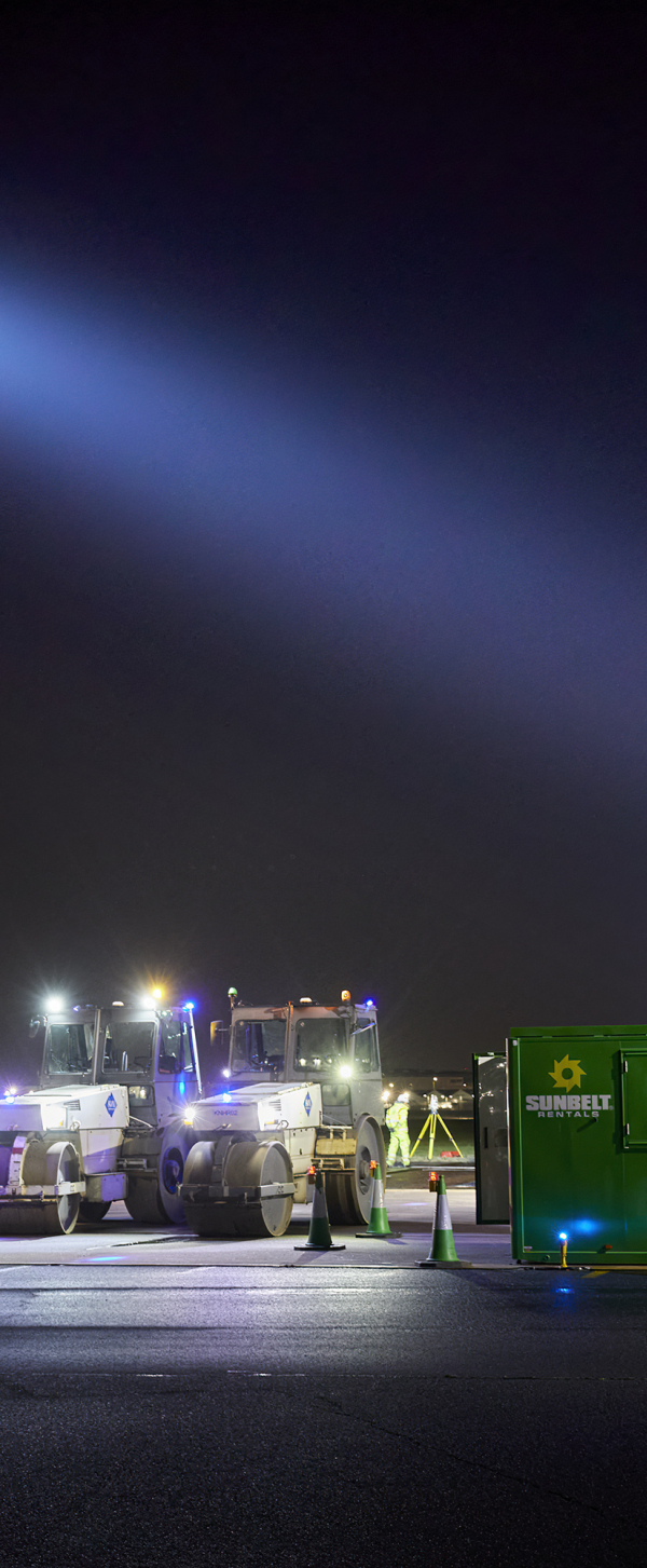 Heathrow airport resurfacing shot at night